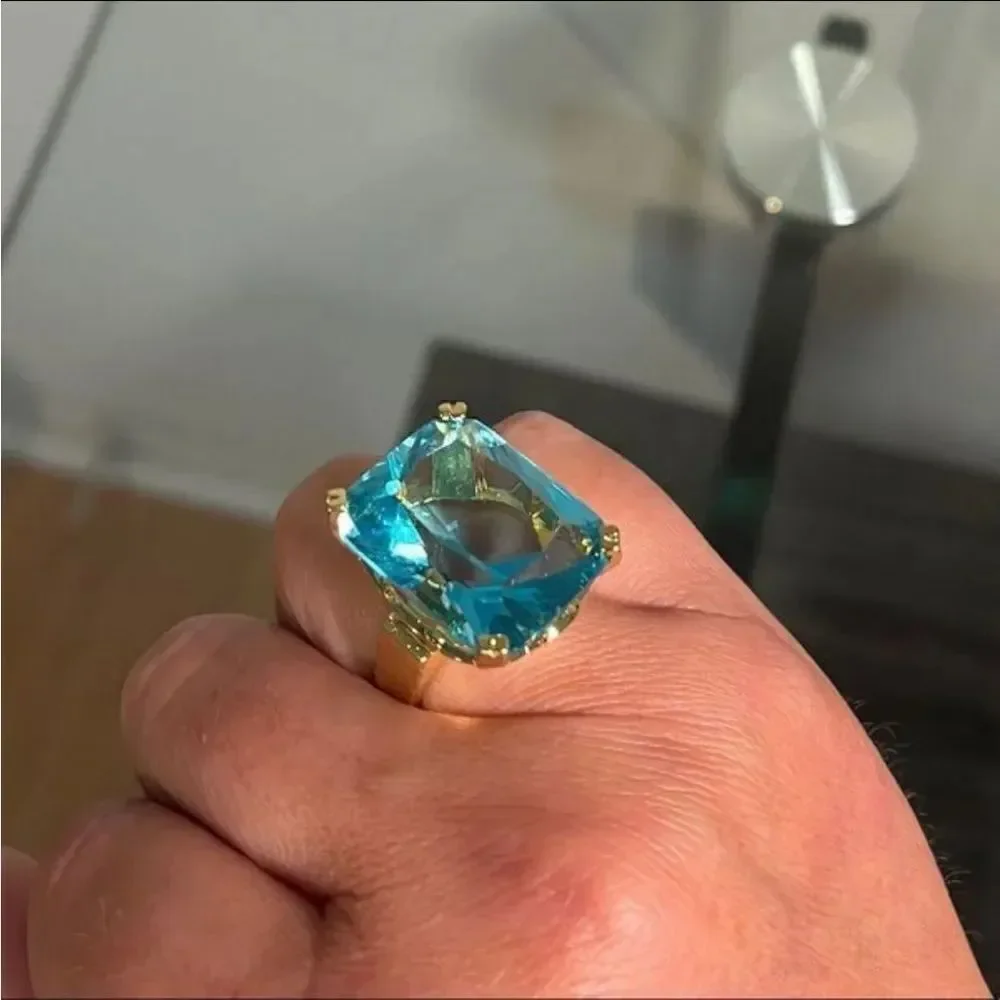 The Neptune Cocktail Ring 14k yellow gold plating over 925 Silver sz 10